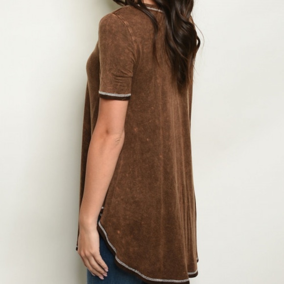 BROWN MINERAL WASH STRAP TEE TOP - Picture 3 of 8
